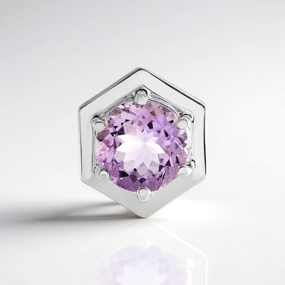 Cavill - Zilveren Hanger - 925 Sterling Zilver Geplatineerd - Lavendel Amethist 2,031 ct - Zeshoekig, Rond Briljant Geslepen - Luxe Sieraad