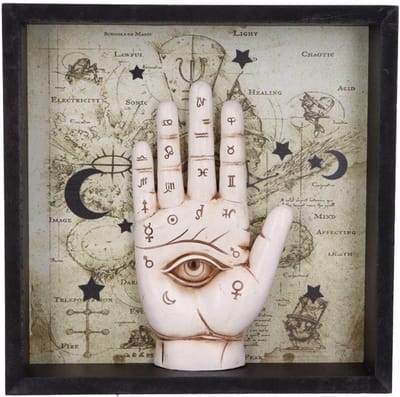 Nemesis Now Beeld/figuur - Palmistry Companion - Ingelijst Chiromantie Wandornament - (hxbxd) ca. 20,2cm x 20cm x 3,8cm