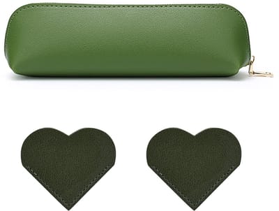 Dailygoods- Etui Groen - Leren Etui - Schoolbenodigdheden - PU-leer - 1 stuk - Bladwijzer 2 stuks - Duurzaam en Milieuvriendelijk - Pennentas
