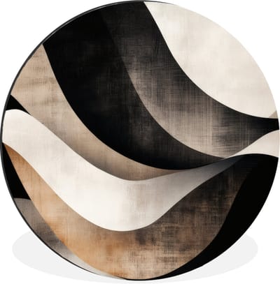 WallCircle - Wandcirkel - Muurcirkel - Abstract - Golven - Zwart - Verweerd - Aluminium - Dibond - 30x30 cm - Binnen en Buiten