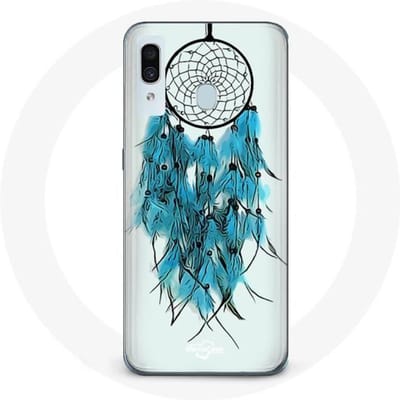 Coque pour Samsung Galaxy A20 Attrape Rêve Bleu Fond Blanc