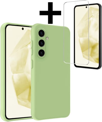 Hoesje - Met Screenprotector - Geschikt voor Samsung Galaxy A36 - Sterk & Shockproof - Back Cover - Siliconen Case - Telefoon Hoes - Telefoonhoesjes - Groen