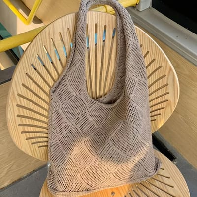 Uitgehold Gebreide Tas Voor zomer en herfst vrije tijd, geweven nieuwe tote bag met grote capaciteit, eenvoudige boodschappentas, strandtas gray