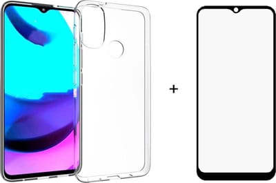 Silicone ultra dun gel hoesje Motorola Moto E20 / E40 met full cover glas screenprotector