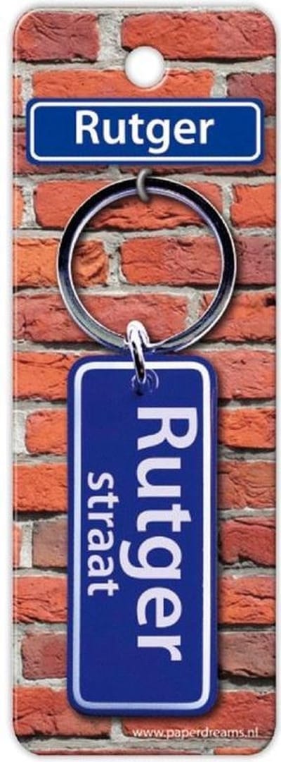 Paper Dreams Sleutelhanger Straatnaam Rutger 9 Cm Staal Blauw