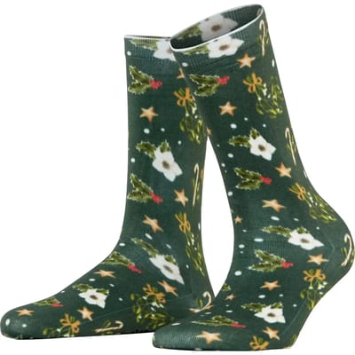 Burlington Fancy Christmas gedessineerd katoen sokken dames groen - maat 36-41