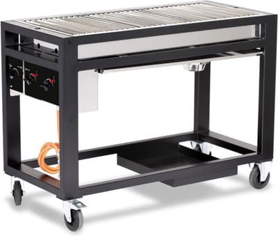 HENDI Gasbarbecue – 3 branders – lavastenen – 21,6 kW – zwart – 1260x580x900 mm