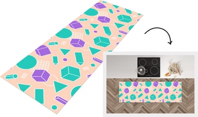 Keukenloper - Loper keuken - Vintage - Patronen - Blokken - 150x50 cm - Keukenloper vinyl