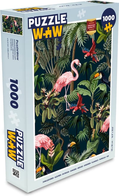 Puzzel Jungledieren - Patroon - Kinderen - Flamingo - Papegaai - Kids - Legpuzzel - Puzzel 1000 stukjes volwassenen