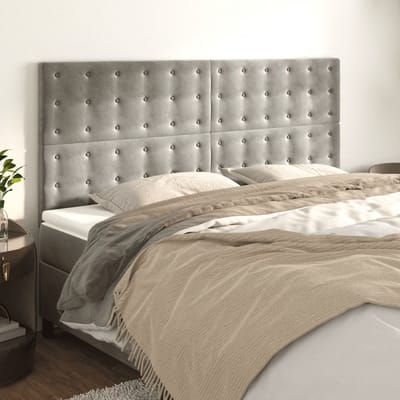 vidaXL - Hoofdbord - lichtgrijs - 200x5x118/128 - cm - fluweel