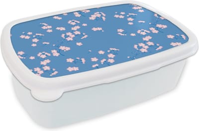 Broodtrommel Wit - Lunchbox - Brooddoos - Patronen - Sakura - Bloemen - 18x12x6 cm - Volwassenen