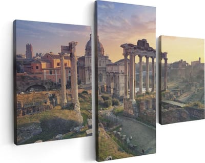 Artaza Canvas Schilderij Drieluik Romeins Architectuur in Rome, Italië - 90x60 - Foto Op Canvas - Canvas Print
