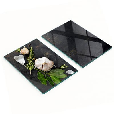 Decoratieve glazen snijplanken voor in de keuken met knoflookafbeeldingen, 2x40x52 cm