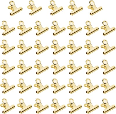 Dailygoods - 40 stuks kleine bulldogklemmen, 22 mm, multifunctionele paperclips, mini-metalen clips voor tassen, foto's, tekeningen, handwerk, kantoor, keuken, goud, 22 mm