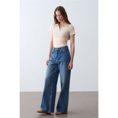 Dames Crop Slim Fit Polo T-Shirt