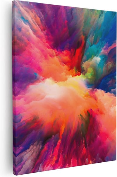 Artaza Canvas Schilderij Abstracte Kunst - 40x50 cm - Wanddecoratie Kleurexplosie - Muurdecoratie Woonkamer - Kamer Accessoires