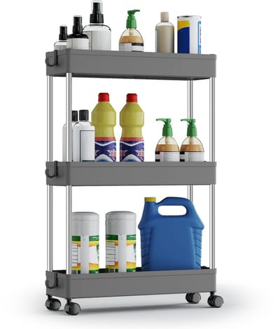 SONGMICS - Serveerwagen - Met 3 Lagen - 6 Haken - 360° Draaibare Wielen