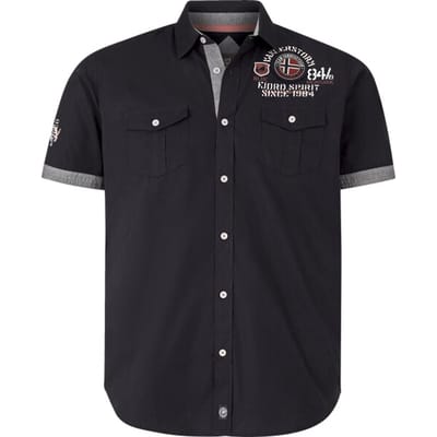 Jan Vanderstorm herren Overhemd Met Korte Mouwen - 41/42 - zwart - Plus Size