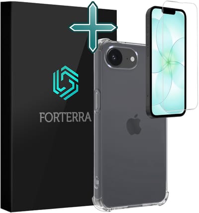 Hoesje Met Screenprotector - Geschikt voor Apple iPhone 17e - Sterk & Shockproof - Back Cover - Siliconen Case - Telefoon Hoes - Shock Proof - Transparant