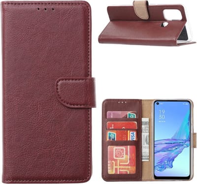 LuxeBass Hoesje geschikt voor Oppo A53 / A53s - Bookcase Wijnrood - portemonnee hoesje gsm hoesje - telefoonhoes - telefoonhoesjes