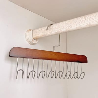 Cintre en Bois à 8 Crochets, Sous-vêtements, Débardeur, Cravate Crochet Multifonctionnel, Adapté pour Dortoir, Appartement, Finition Chambre