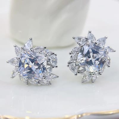 Luxe Merk 925 Sterling Zilveren Diamanten Oorbel Voor Vrouwen 3 Karaat Aaa + Topaas Stud Oorbel Sieraden Orecchini Aros Mujer Oreja wit