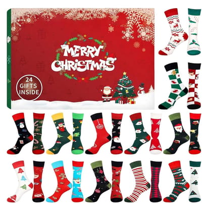 Kerstmis - 24 paar zachte sokken - leuke aftellen | Cadeau-idee voor familie - vrienden - thuis en de feestdagen