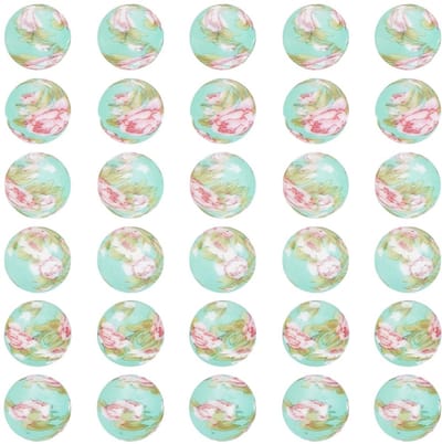 Siliconen kralen ronde bloem bedrukt bloemblaadjespatroon Diverse losse spacer kralen bedeltjes bulk voor sieraden maken sleutelhanger armband decoratie DI