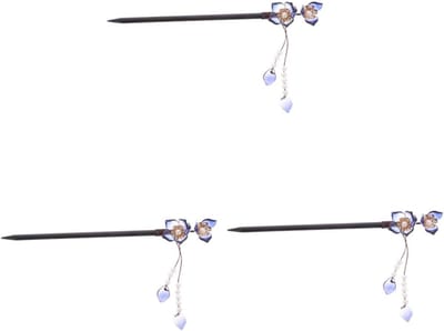 Set van 3 Houten Haarspelden met Bloemdecoratie - Chinese Stijl