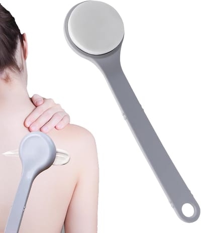 Applicator - Lichaamsborstel - Hulpmiddel - Lichaamsapplicator - Ruglotionapplicator - Verlengde handgreep - Antislipgreep - Medicijnapplicator - Geschikt voor atleten en senioren - 28,5 cm - Grijs