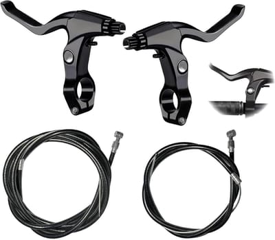Set van 2 Aluminium Remhendels met 2 Remkabels voor Fietsen, Geschikt voor Mountainbikes en Racefietsen, Unisex, Zwart