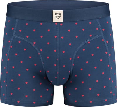 A-dam Valentijn - Boxershort - Biologisch Katoen - Onderbroek - Ondergoed - Heren - Harten Print - Blauw