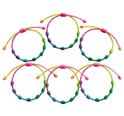 6 stuks Regenboog verstelbare koord armbandenset – kleurrijke armbanden voor dames en heren met knoopdetails