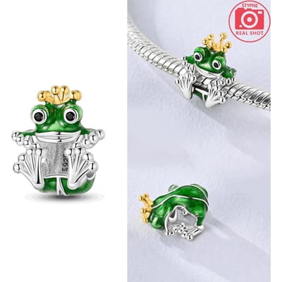 Fée Conte Mignon Prince Grenouille Perle Cuivre Perle Authentique S'adapte aux Bracelets Charms Authentiques Bijoux de Perles Cadeau Pour Femmes