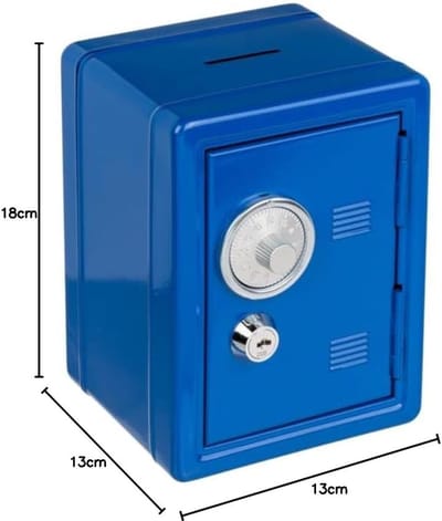 Spaarpot Kluis - Spaarpot Kinderen - Geld Besparen - Robuust Metaal - 13 x 13 x 18 cm - Blauw