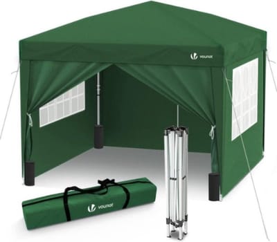 Luxe Partytent – Opvouwbaar – Waterdicht – Easy Up – Met Zijwanden – Afneembaar – Paviljoen – Extra Versteviging – Met Ramen – Groen