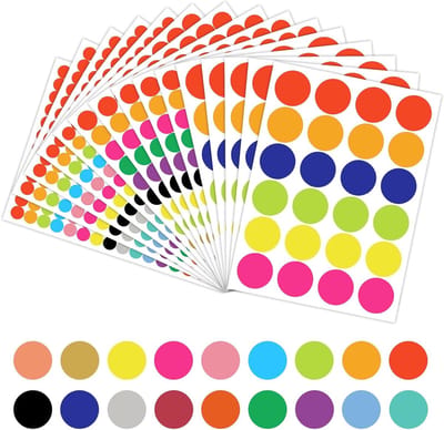 Kleurige Stempelstickers 3040 Stuks, 20mm 10mm 6mm Plaklabels voor Kleurcodering, Ronde Stickers voor Kalender, Kantoor en School