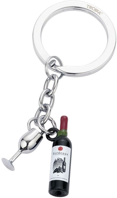 Troika Sleutelhanger "TROIKA BORDEAUX" Sleutelhanger, met wijnfles en wijnglas, metaalgietwerk, glanzend, groen / zilverkleurig