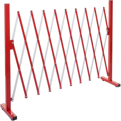 Afzetting MCW-B34, schaarhek, uitschuifbaar hekwerk, aluminium rood-wit ~ hoogte 103 cm, breedte 32-265 cm