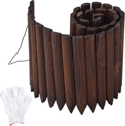 Houten Tuinrand - Decoratieve Grens - Tuinieren en Landschap - Duurzaam Hout Ontwerp - 30cm x 122cm - Gecarboniseerd
