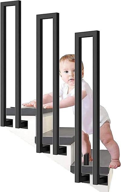 Trapleuning Metaal - Veranda Balustrade - Veilige Trappen - Dubbele Antiroestlaag - 50cm Lengte - Mat Zwart