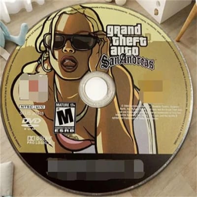 CD Cartoon Ronde Vloerkleed – Retro Muziekspel Stijl Tapijt voor Woonkamer of Slaapkamer – Antislip Vloermat, Gamer Kamer Decoratie Diameter 90cm(35in)