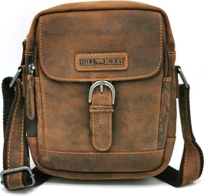 HillBurry Schoudertas HT-06 medium formaat - (bxhxd) ca. 17cm x 21cm x 6cm - Buffelleer