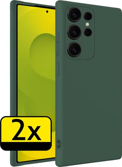 Hoesje - 2 Stuks - Geschikt voor Samsung Galaxy S25 Ultra - Sterk & Shockproof - Case Siliconen - Back Cover - Telefoon Hoes - Telefoonhoesjes - Donkergroen