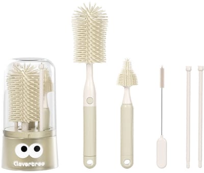 Mmgoqqt - 1 Stuk Baby Flessenborstel - Flessen Reinigingsborstel - Beige - Model Bf - 360 Graden Reiniging - Moeilijk Bereikbare Plekken Opruimen