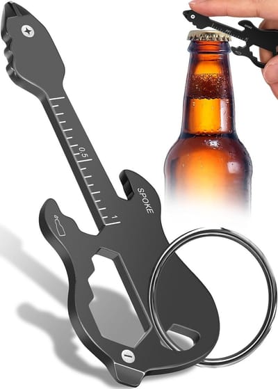 Gitaar Multitool - Flesopener Sleutelhanger - Dagelijkse Hulpmiddelen - Gitaar Vorm - 8.1 x 3.7 cm - Metaal