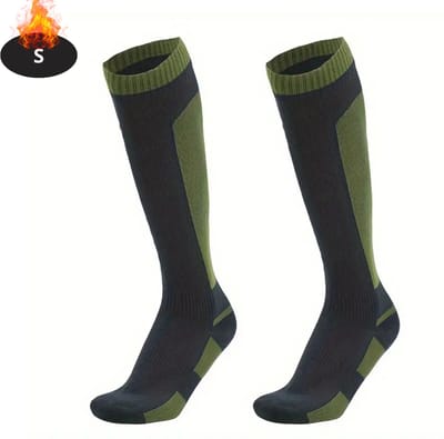 Livano Skisokken - Ski Sokken - Warme Sokken - Lange Huissokken - Thermo - Compressie - Waterdicht - Groen - S