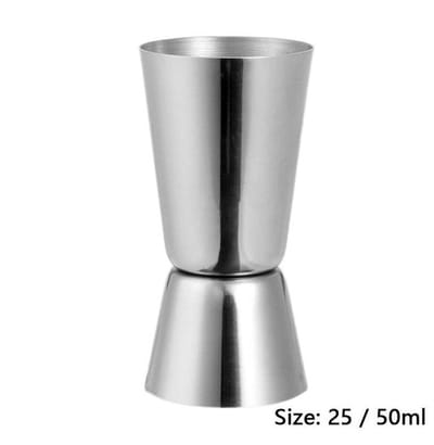 Dubbele roestvrijstalen bekers met een inhoud van 25/50 ml.