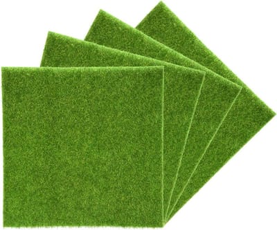 Kunstgras Tapijt - Synthetisch Gras - Decoratie Binnen Buiten - Hoge Simulatie Natuurlijk - 30x30cm 4 Stuks - Groen