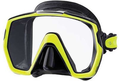 TUSA Freedom HD M1001QB – Premium snorkelmasker & duikbril van hypoallergeen siliconen met breed panoramisch zicht en één venster – Zwart/Geel – M1001QB FY